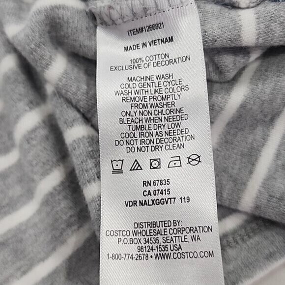 Nautica womens 3/4 sleeve gray and white striped top with denim trim, size XXL - Picture 5 of 5